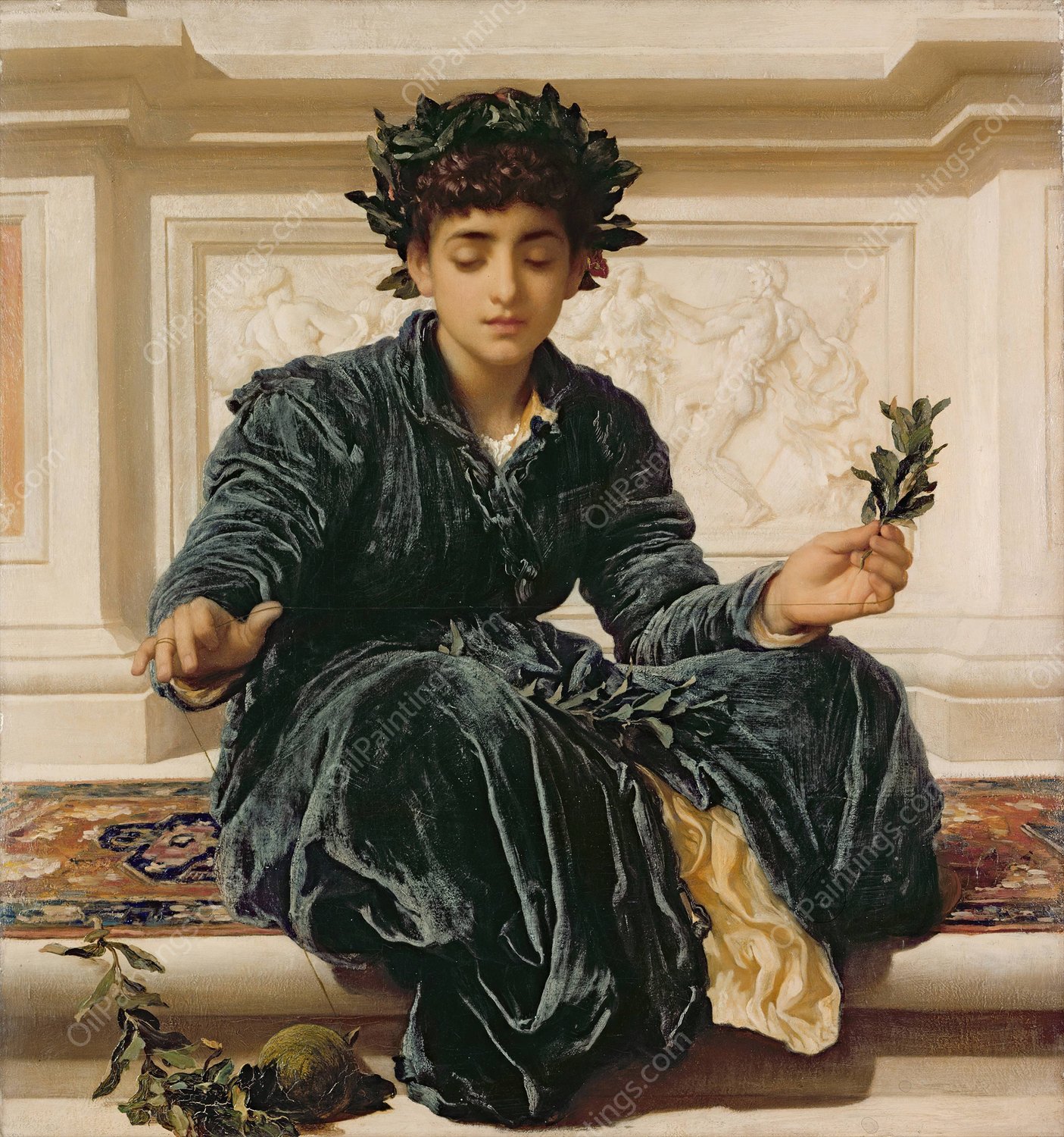 Weaving the Wreath  by Frederic Leighton - Hand-Painted Oil Painting Reproduction