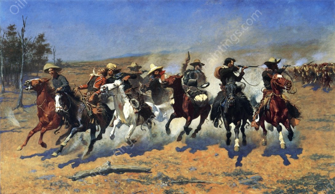 A Dash for the Timber by Frederic Remington - Hand-Painted Oil Painting Reproduction