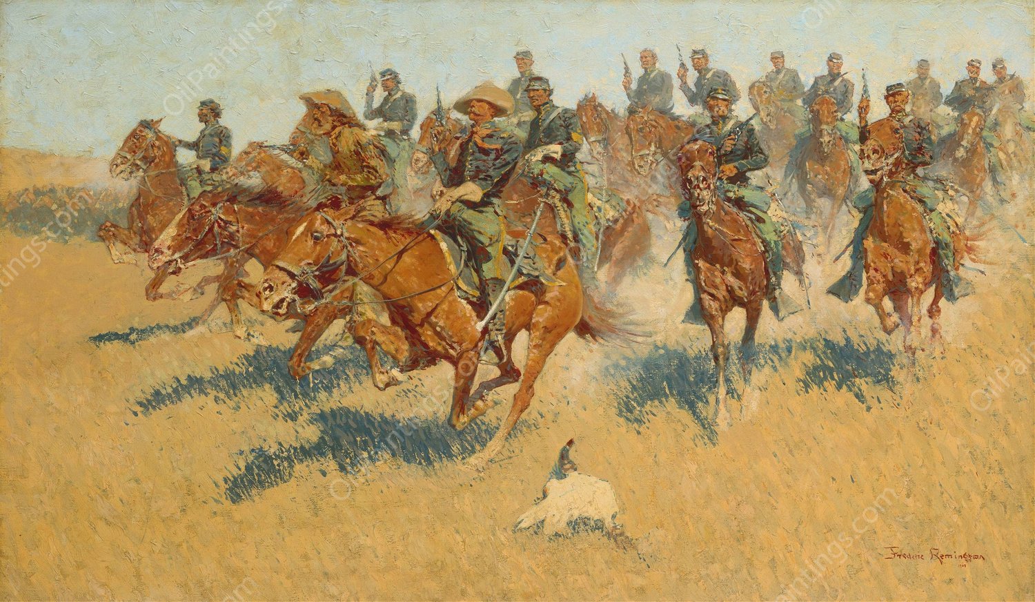 On the Southern Plains  by Frederic Remington - Hand-Painted Oil Painting Reproduction