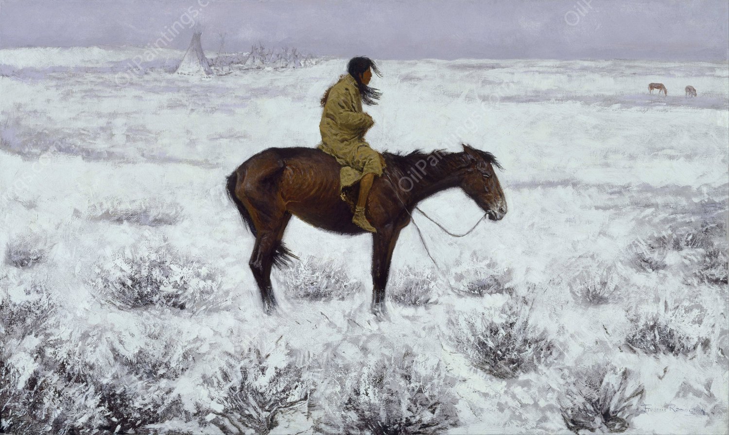 The Herd Boy by Frederic Remington - Hand-Painted Oil Painting Reproduction