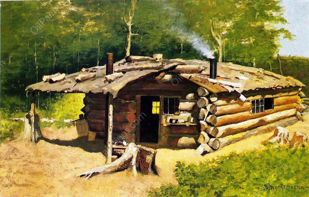 Thompson's Cabin on Silver Lake by Frederic Remington - Hand-Painted Oil Painting Reproduction