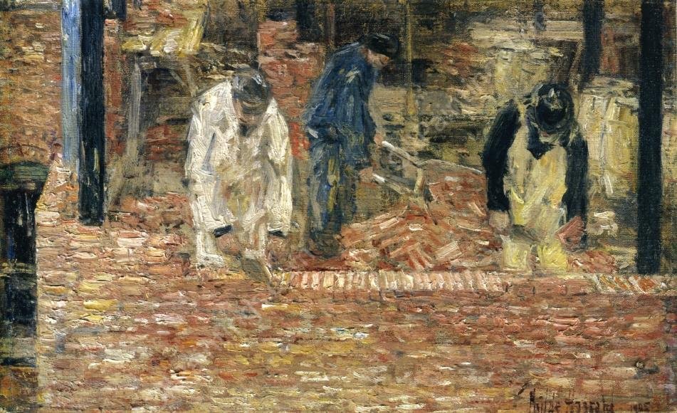 The Bricklayers by Frederick Childe Hassam - Hand-Painted Oil Painting Reproduction
