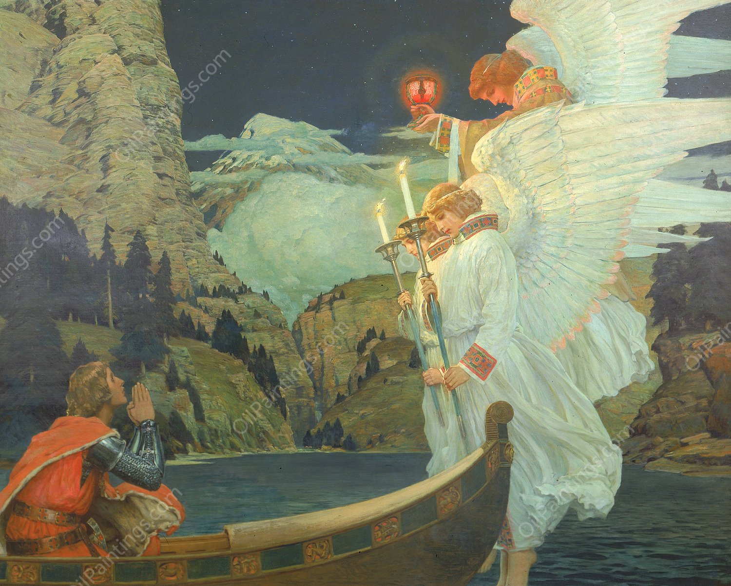 The Knight of the Holy Grail  by Frederick Judd Waugh - Hand-Painted Oil Painting Reproduction