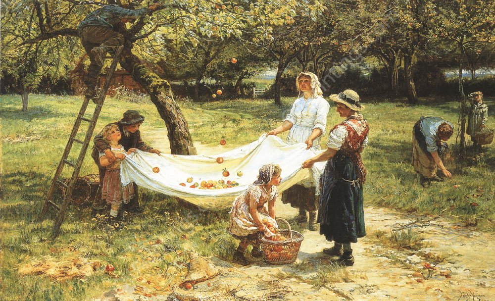An Apple-Gathering by Frederick Morgan - Hand-Painted Oil Painting Reproduction