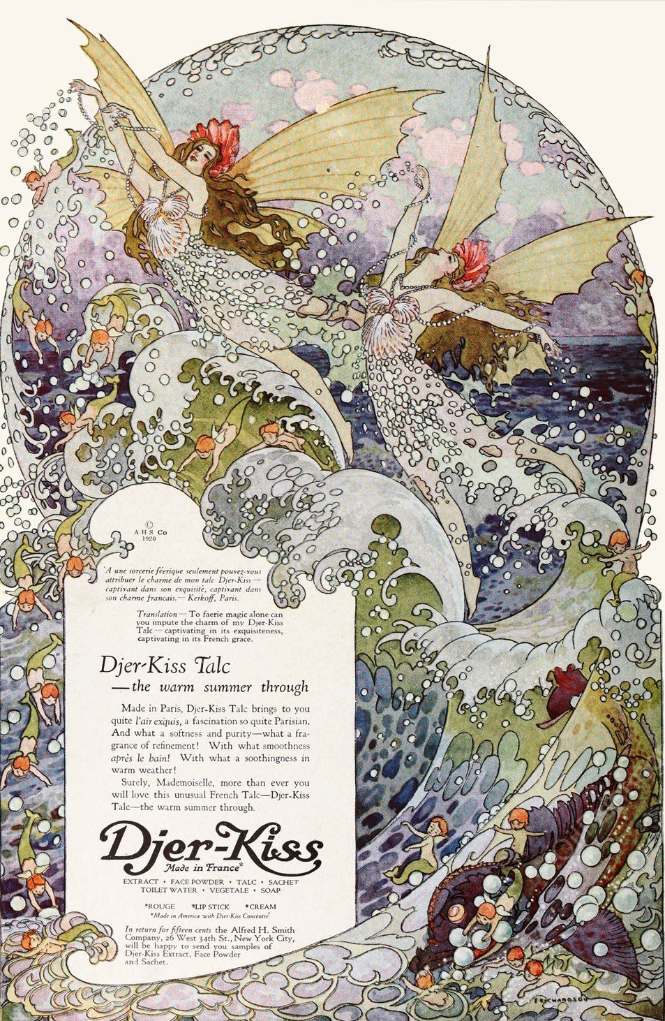 Djer-Kiss Talc  by Frederick Richardson - Hand-Painted Oil Painting Reproduction