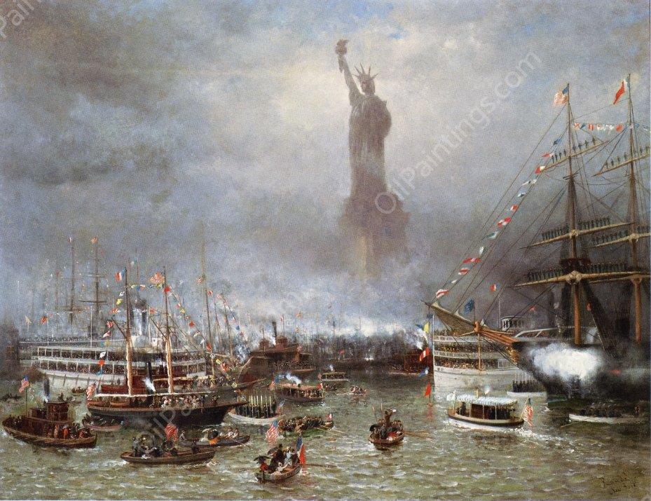 Statue of Liberty Celebration by Frederick Rondel - Hand-Painted Oil Painting Reproduction