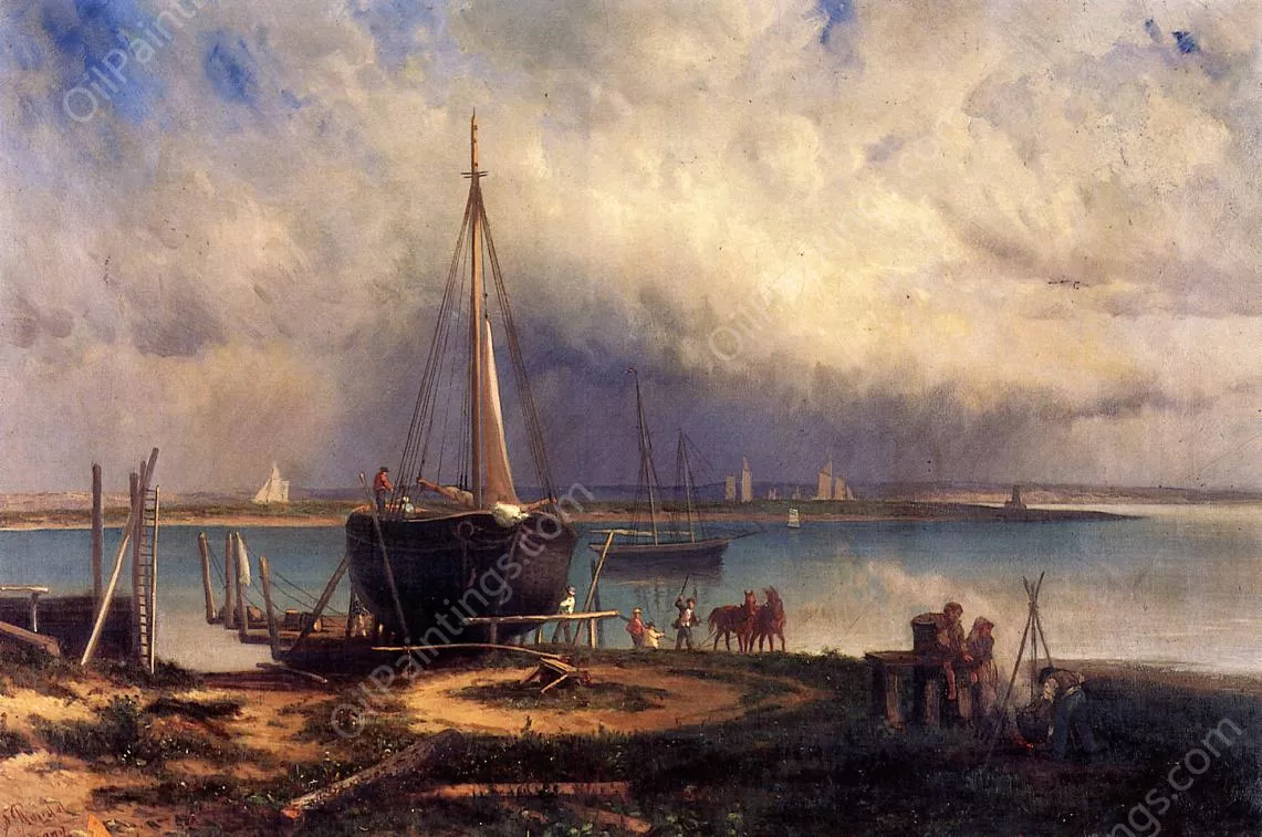 View of City Island, Frederick Rondel - Oil Paintings