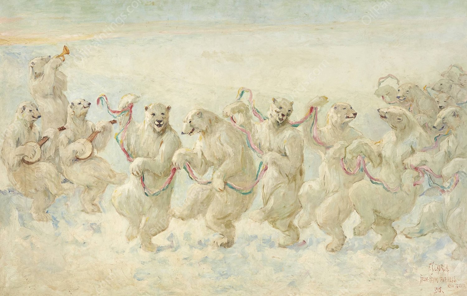 The Polar Bear Dance  by Frederick Stuart Church - Hand-Painted Oil Painting Reproduction