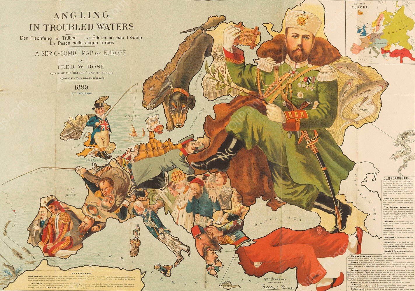 Angling in troubled waters  by Frederick W. Rose - Hand-Painted Oil Painting Reproduction