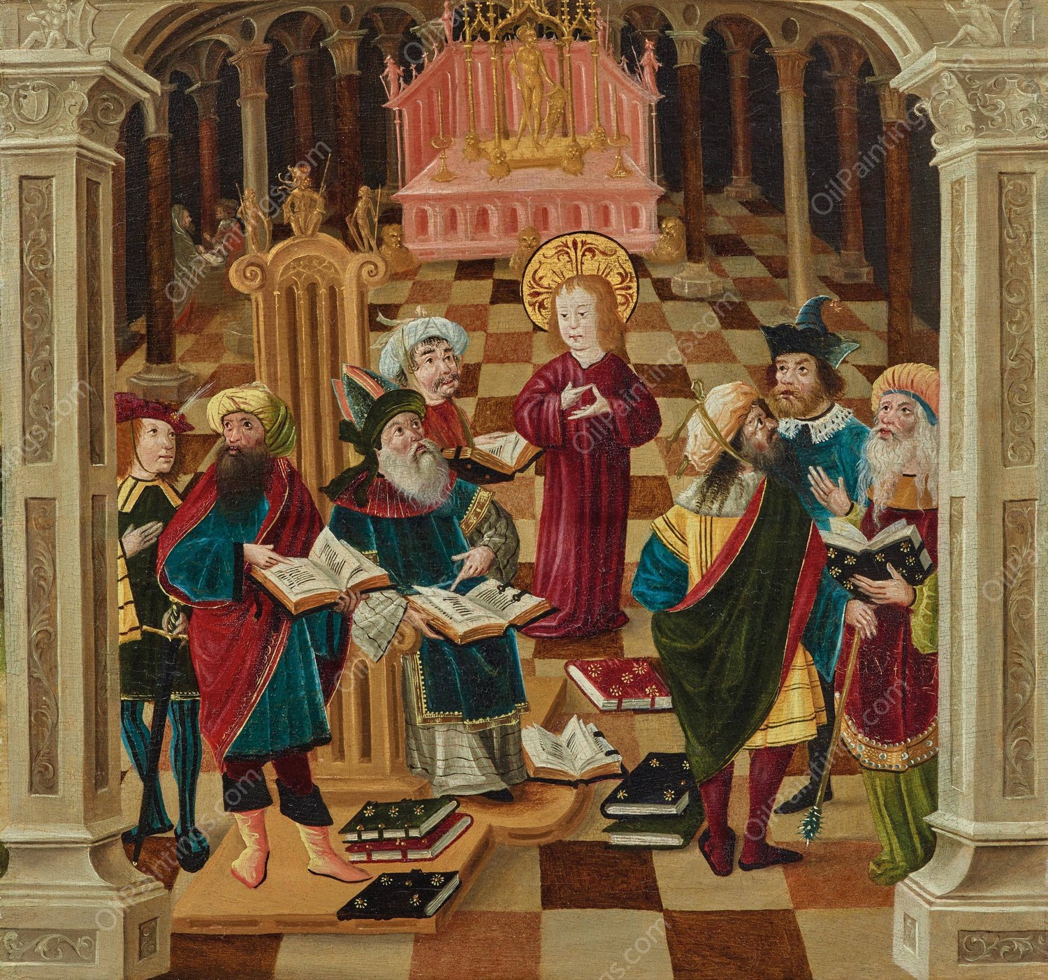 Christ among the Doctors  by French School - Hand-Painted Oil Painting Reproduction