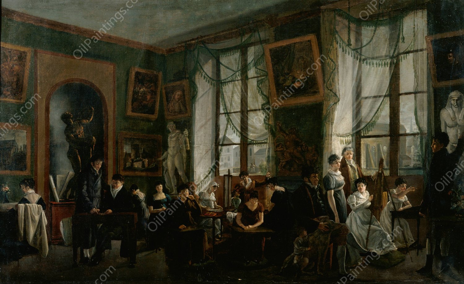 Cours de dessin feminin  by French School - Hand-Painted Oil Painting Reproduction