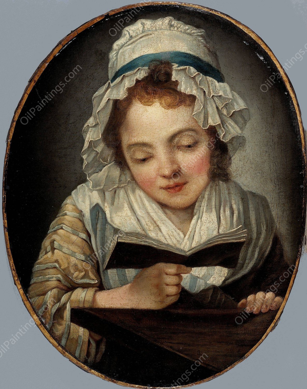 La Liseuse  by French School - Hand-Painted Oil Painting Reproduction