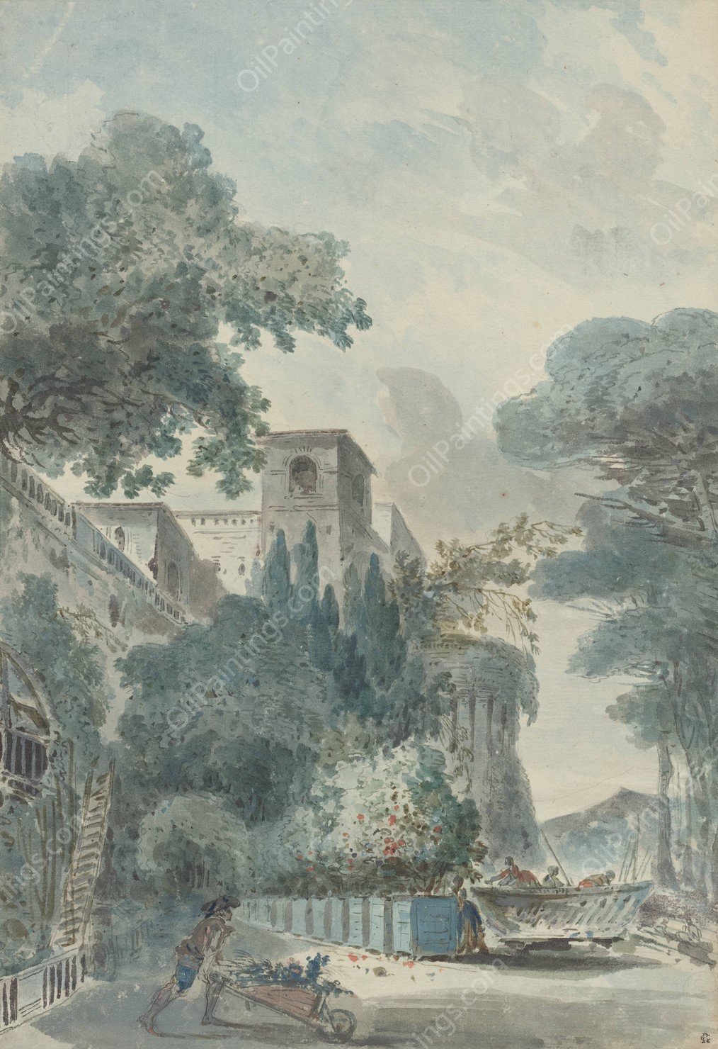 L'Allee de Grenadiers  by French School - Hand-Painted Oil Painting Reproduction