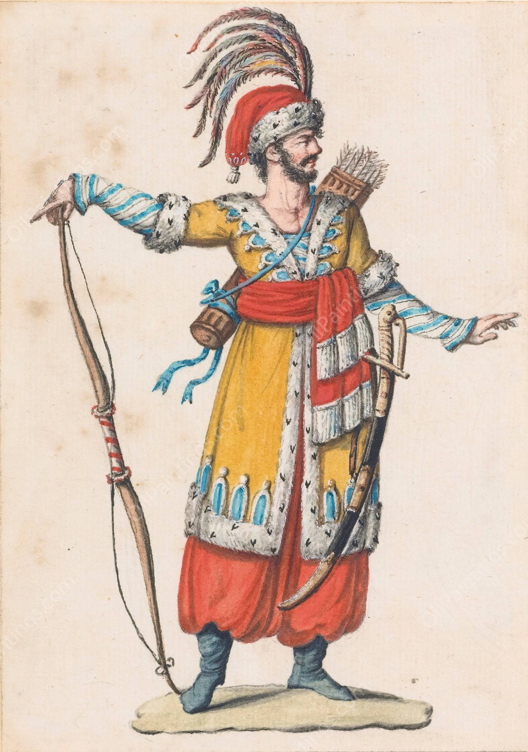 Oriental Costumes 1  by French School - Hand-Painted Oil Painting Reproduction