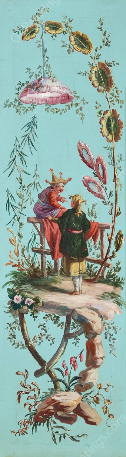 Rococo Chinoiserie  by French School - Hand-Painted Oil Painting Reproduction