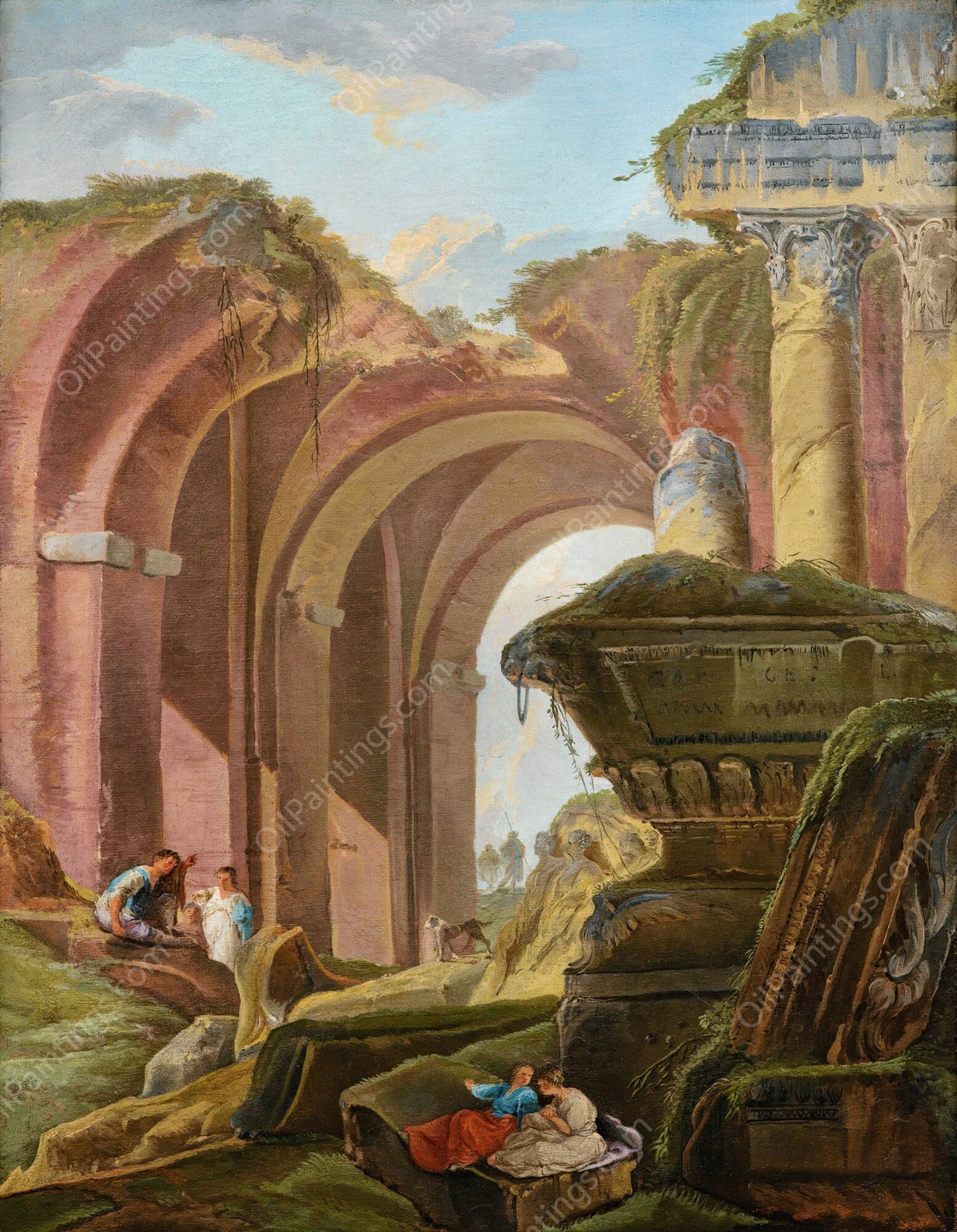Roman Capriccio  by French School - Hand-Painted Oil Painting Reproduction
