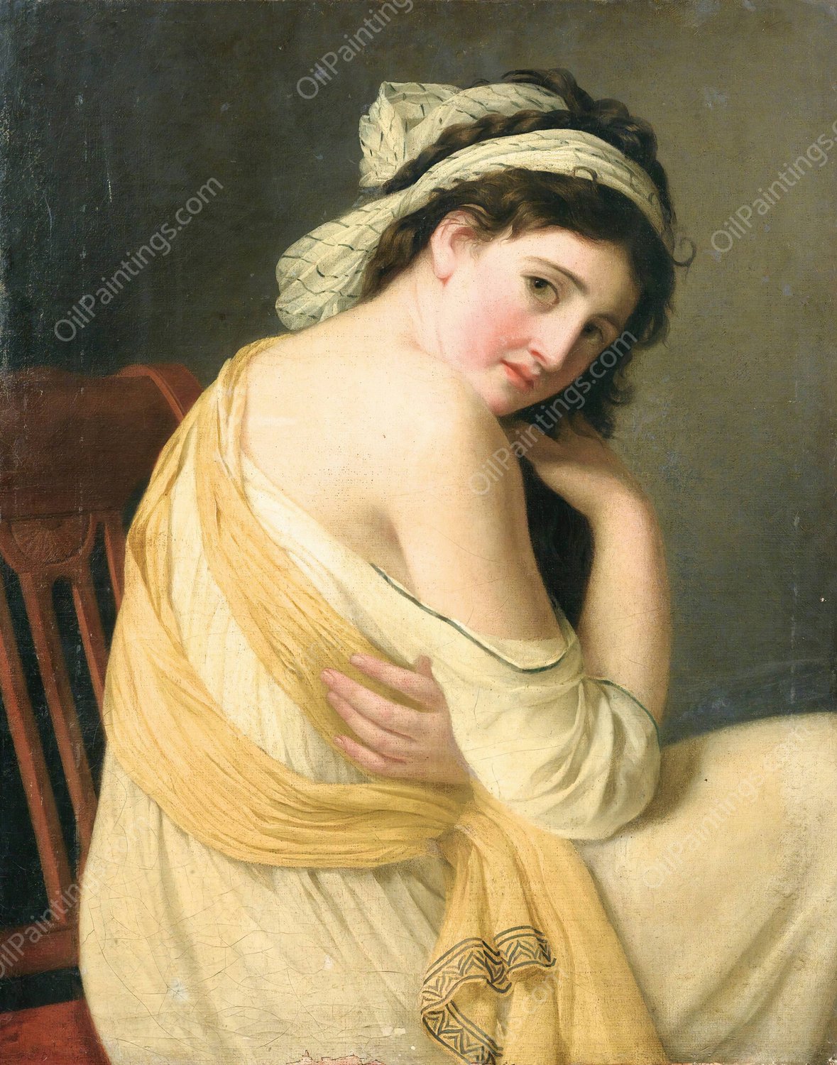 Young Woman In A Greek Tunic  by French School - Hand-Painted Oil Painting Reproduction