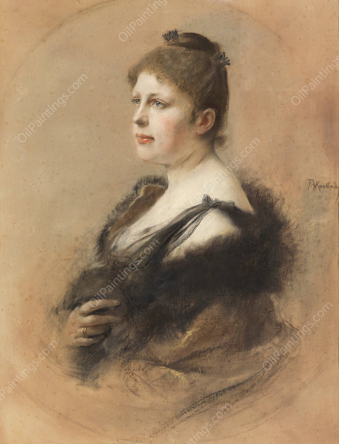 Cecile von Munkacsy  by Friedrich August Von Kaulbach - Hand-Painted Oil Painting Reproduction