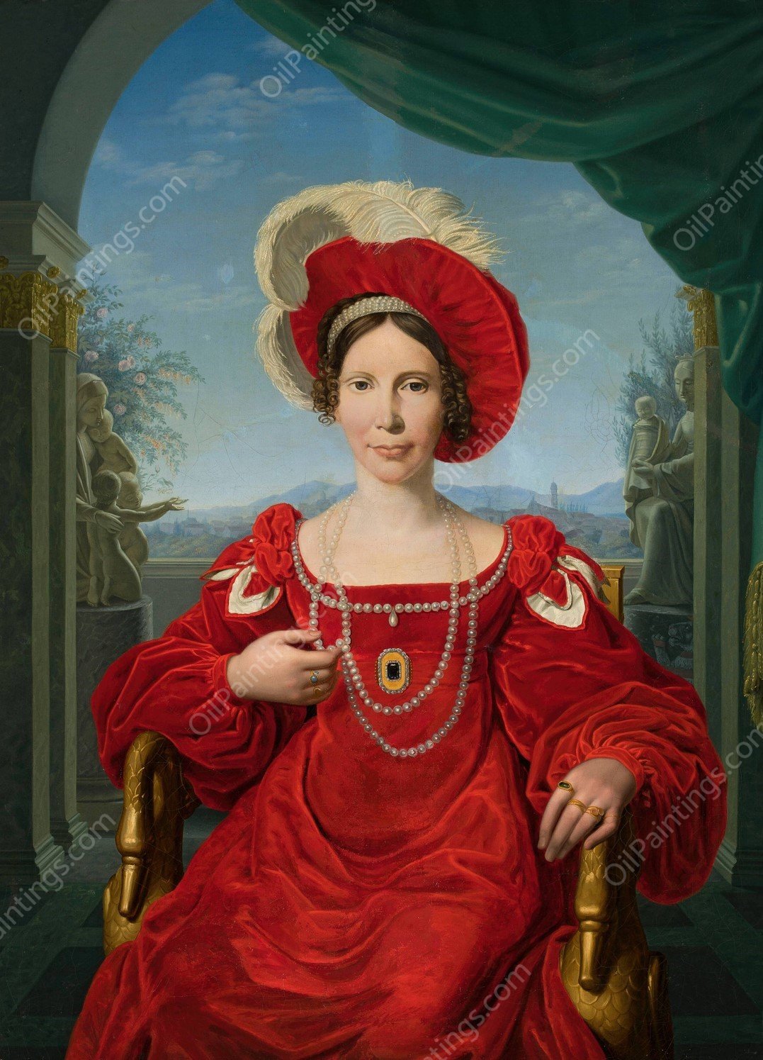Portrait of princess Augusta Von Hessen-Kassel by Friedrich Bury - Hand-Painted Oil Painting Reproduction
