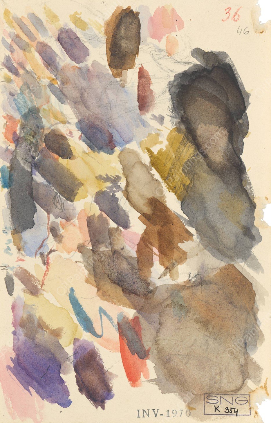 Study of Tree Trunks Grown into the Rocks  by Friedrich Carl Von Scheidlin - Hand-Painted Oil Painting Reproduction