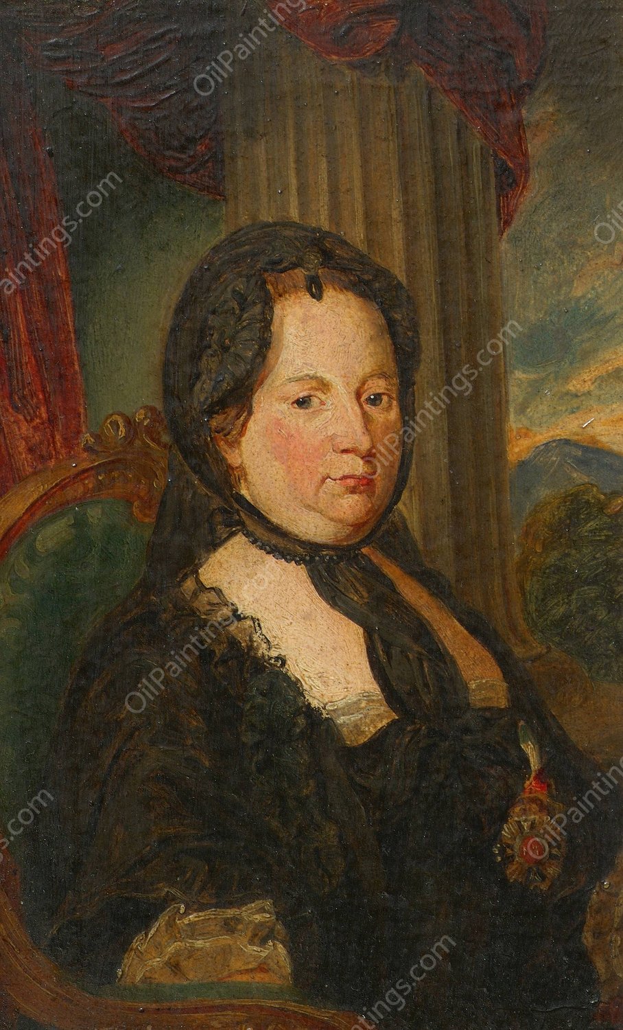 Kaiserin Maria Theresia in Trauertracht by Friedrich Hasslwander - Hand-Painted Oil Painting Reproduction