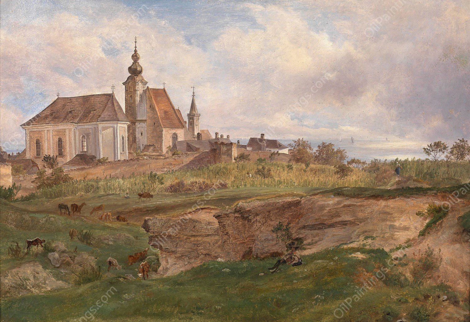 Rust am Neusiedlersee by Friedrich Loos - Hand-Painted Oil Painting Reproduction