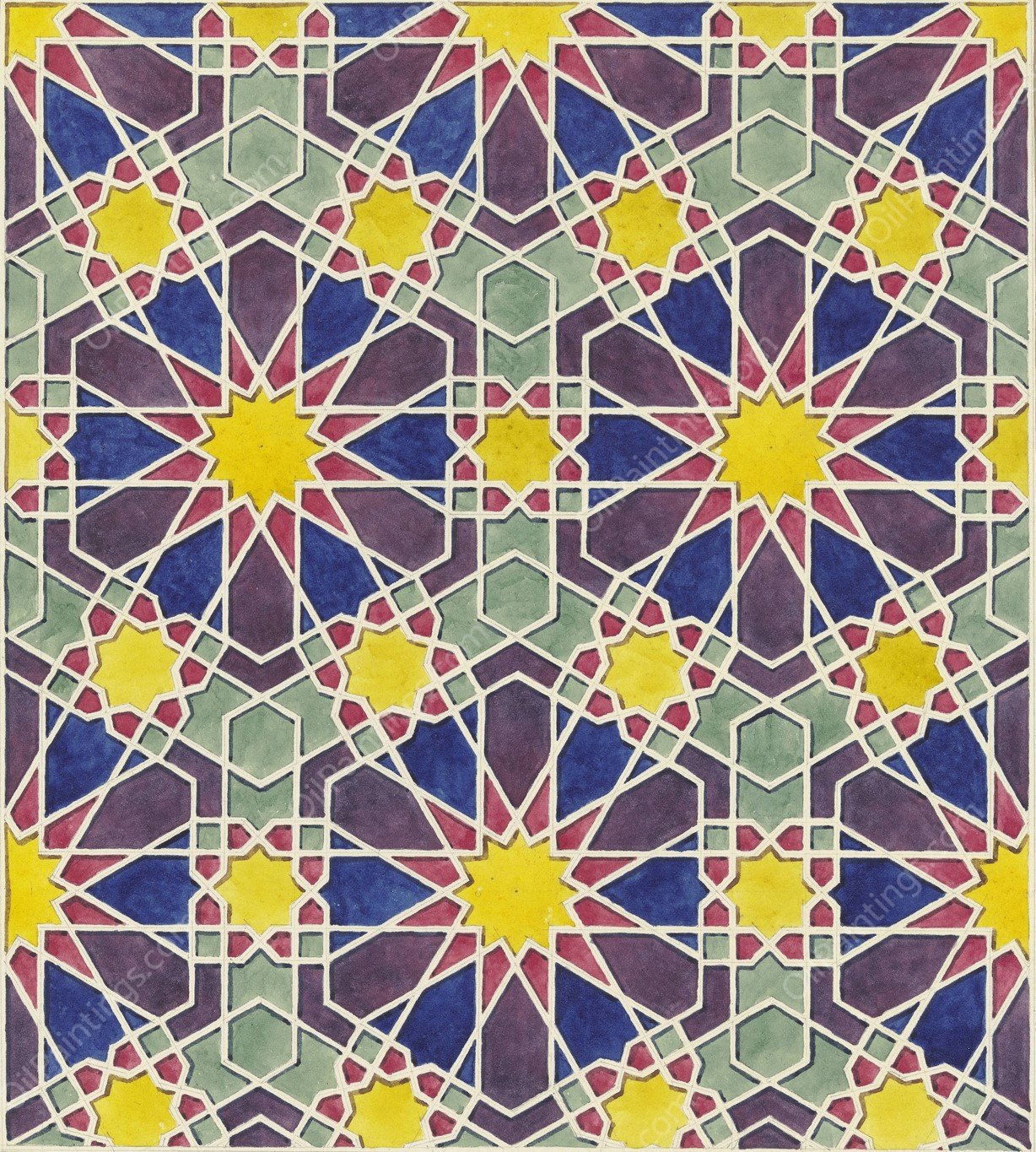 Bemalte Holzvertafelung aus einer Moschee in Kairo  by Friedrich Maximilian Hessemer - Hand-Painted Oil Painting Reproduction