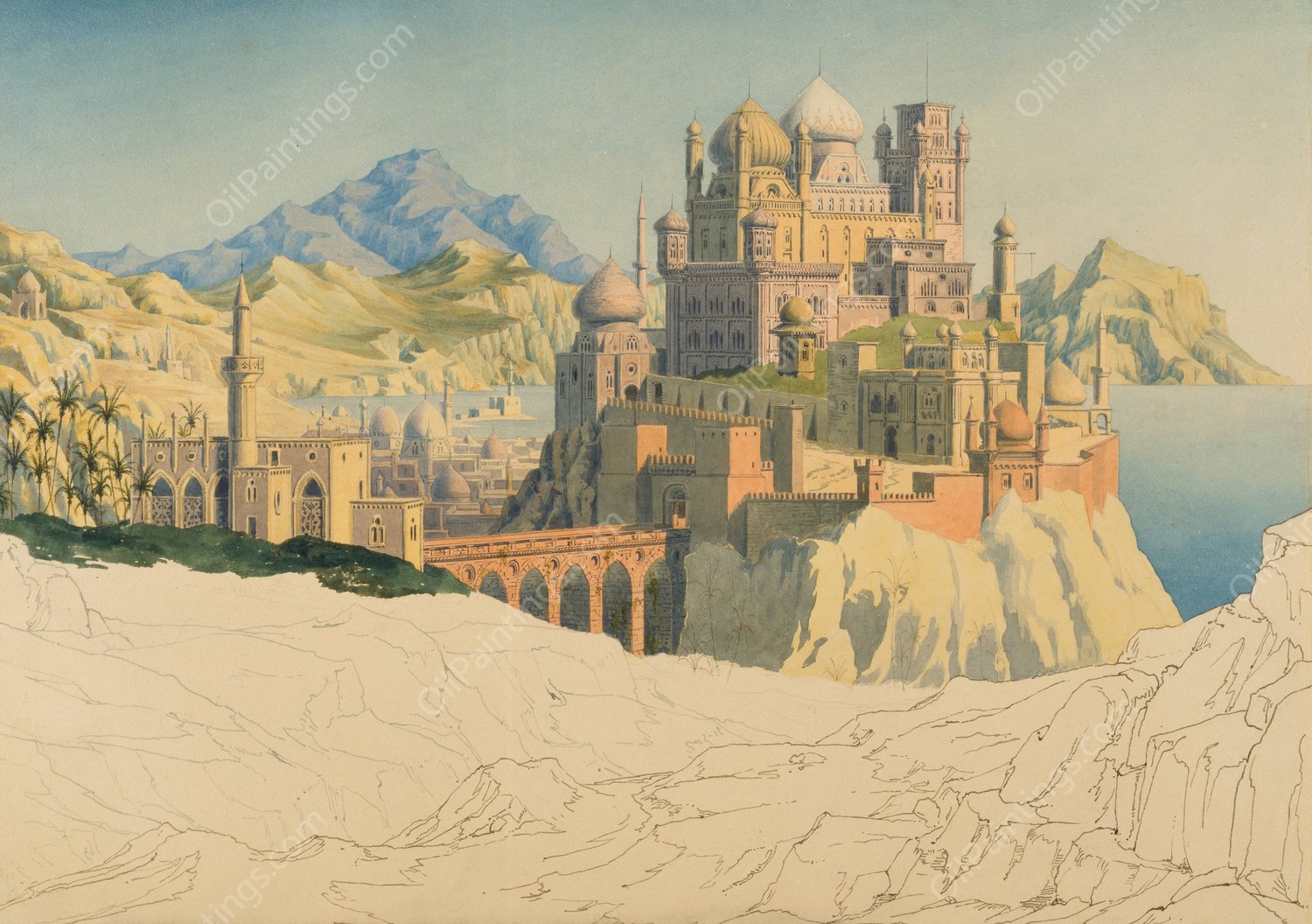 Vision of an Islamic City  by Friedrich Maximilian Hessemer - Hand-Painted Oil Painting Reproduction