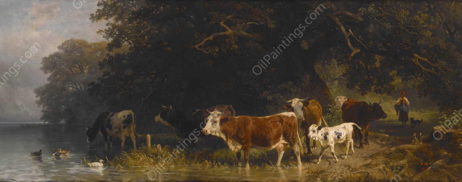 Landscape by Friedrich Voltz - Hand-Painted Oil Painting Reproduction