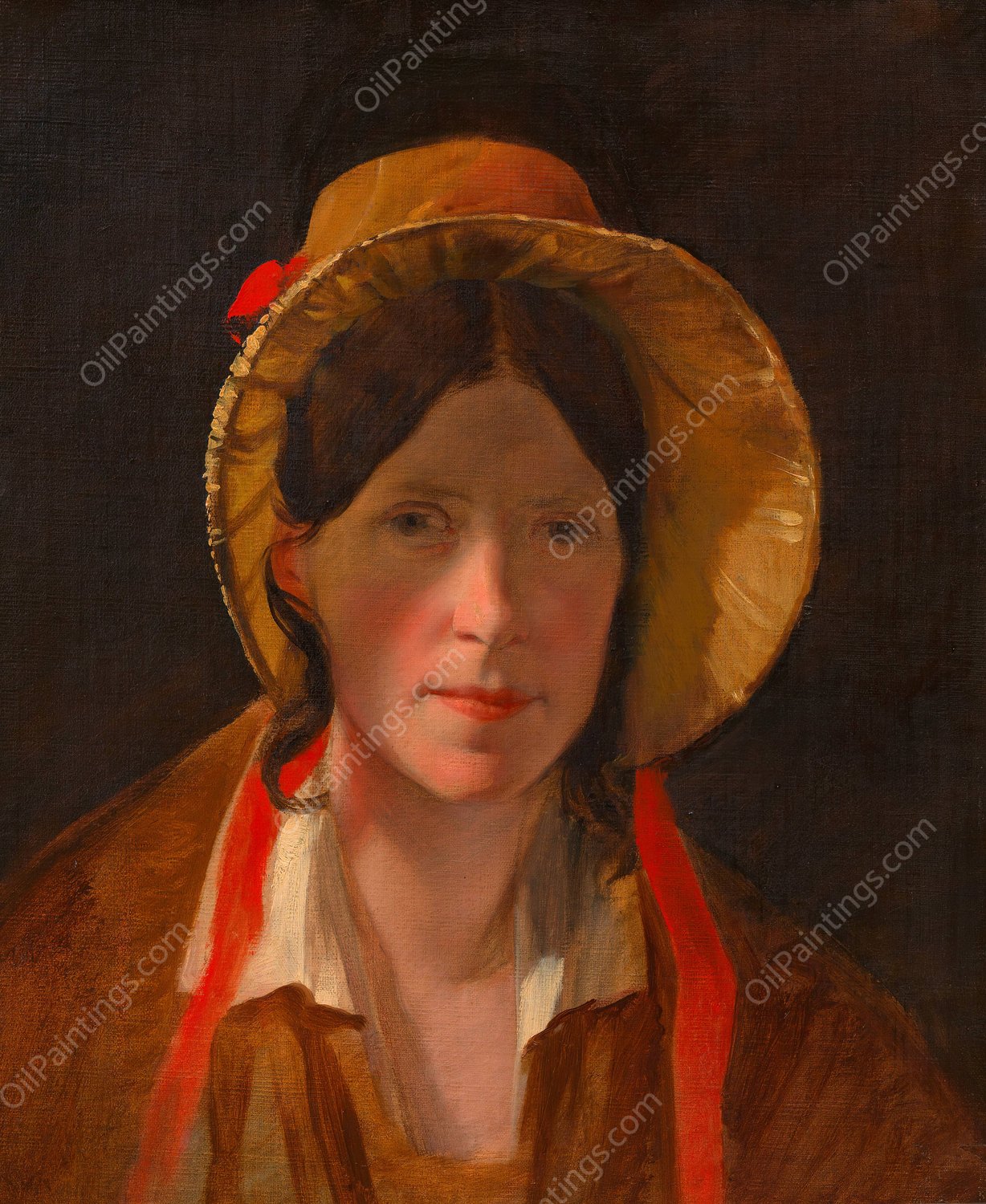 Antonie Amerling mit Florentinerhut  by Friedrich Von Amerling - Hand-Painted Oil Painting Reproduction