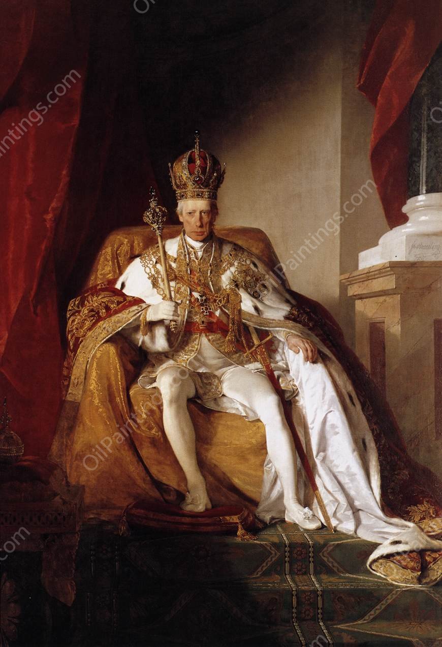 Emperor Franz I of Austria in His Coronation Robes by Friedrich Von Amerling - Hand-Painted Oil Painting Reproduction