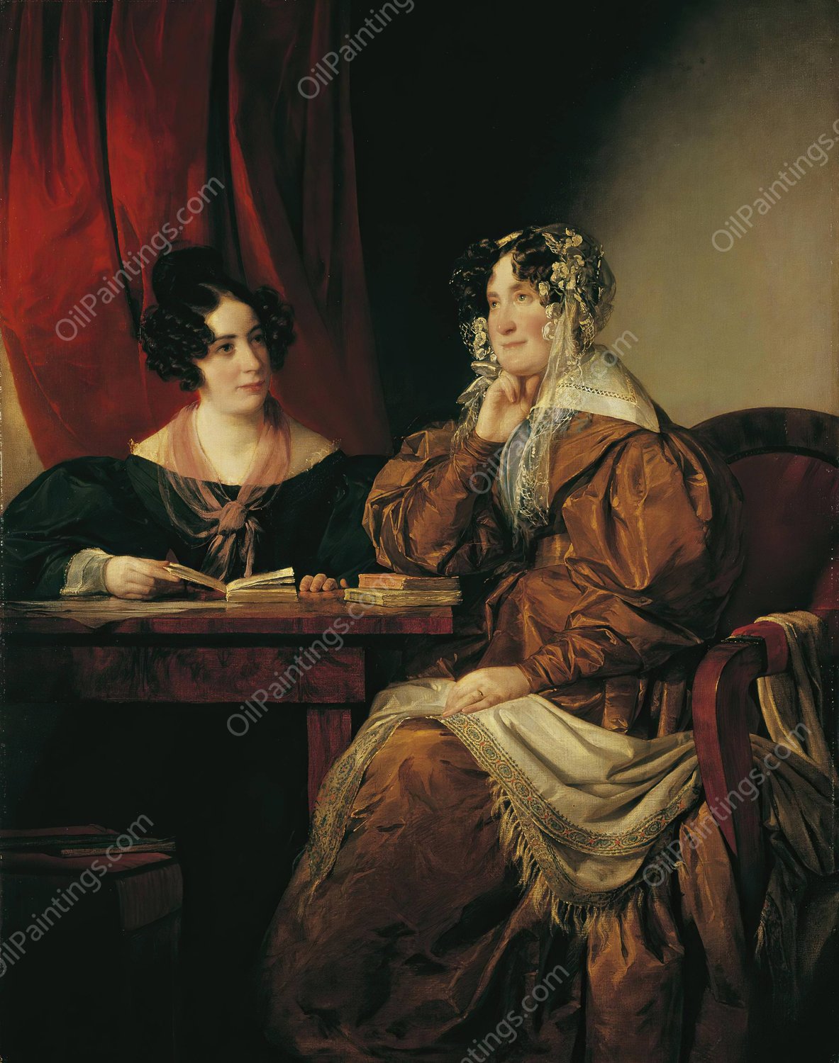 Henriette Baronin Pereira-Arnstein mit ihrer Tochter Flora  by Friedrich Von Amerling - Hand-Painted Oil Painting Reproduction