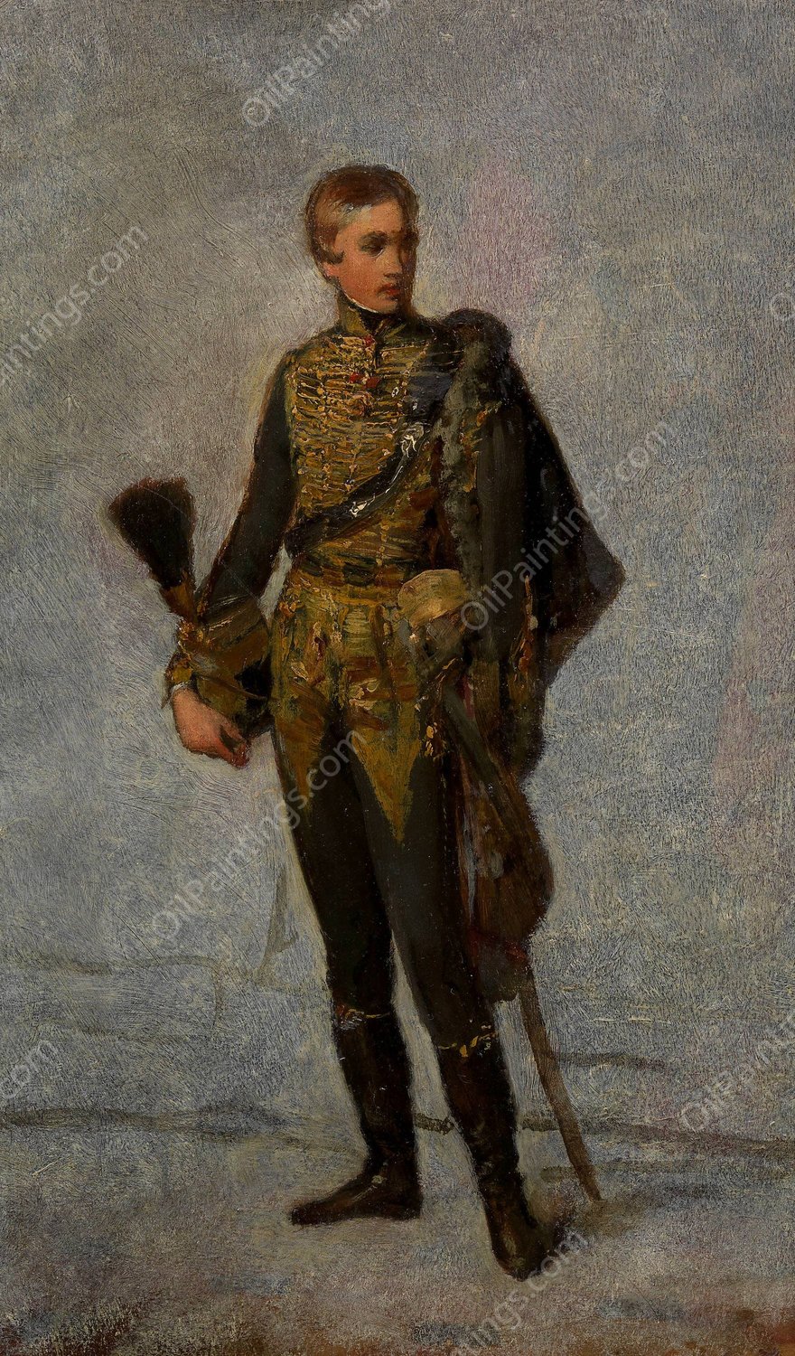 Kaiser Franz Joseph I. als Jungling in Husarenuniform  by Friedrich Von Amerling - Hand-Painted Oil Painting Reproduction