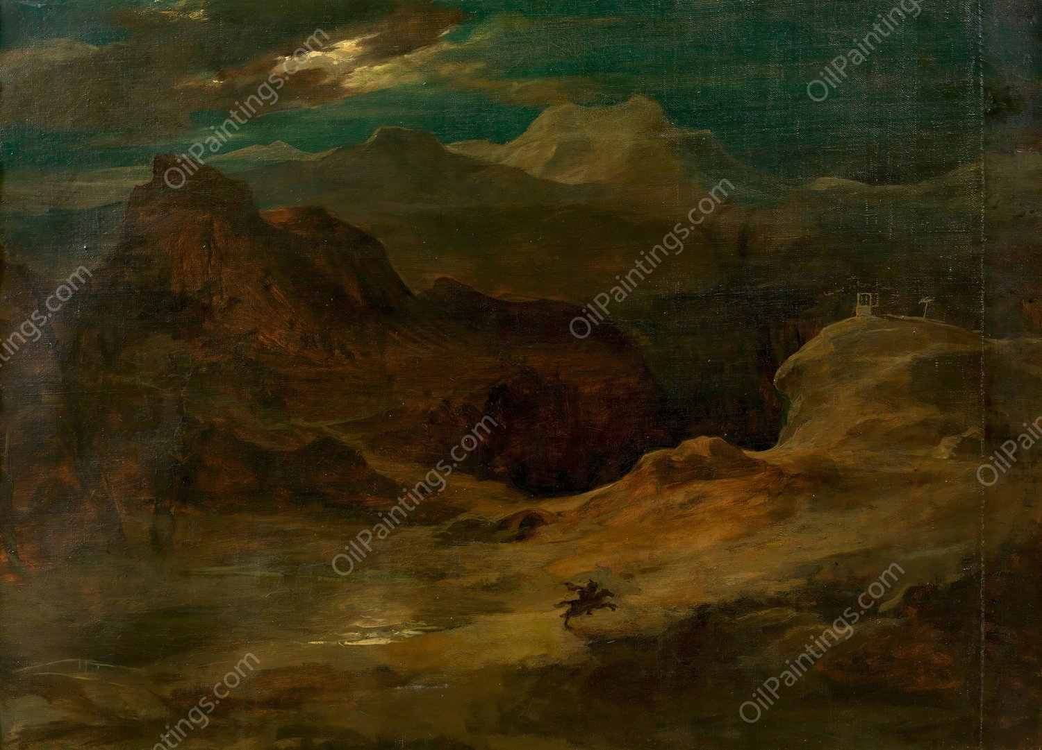 Mondlandschaft  by Friedrich Von Amerling - Hand-Painted Oil Painting Reproduction