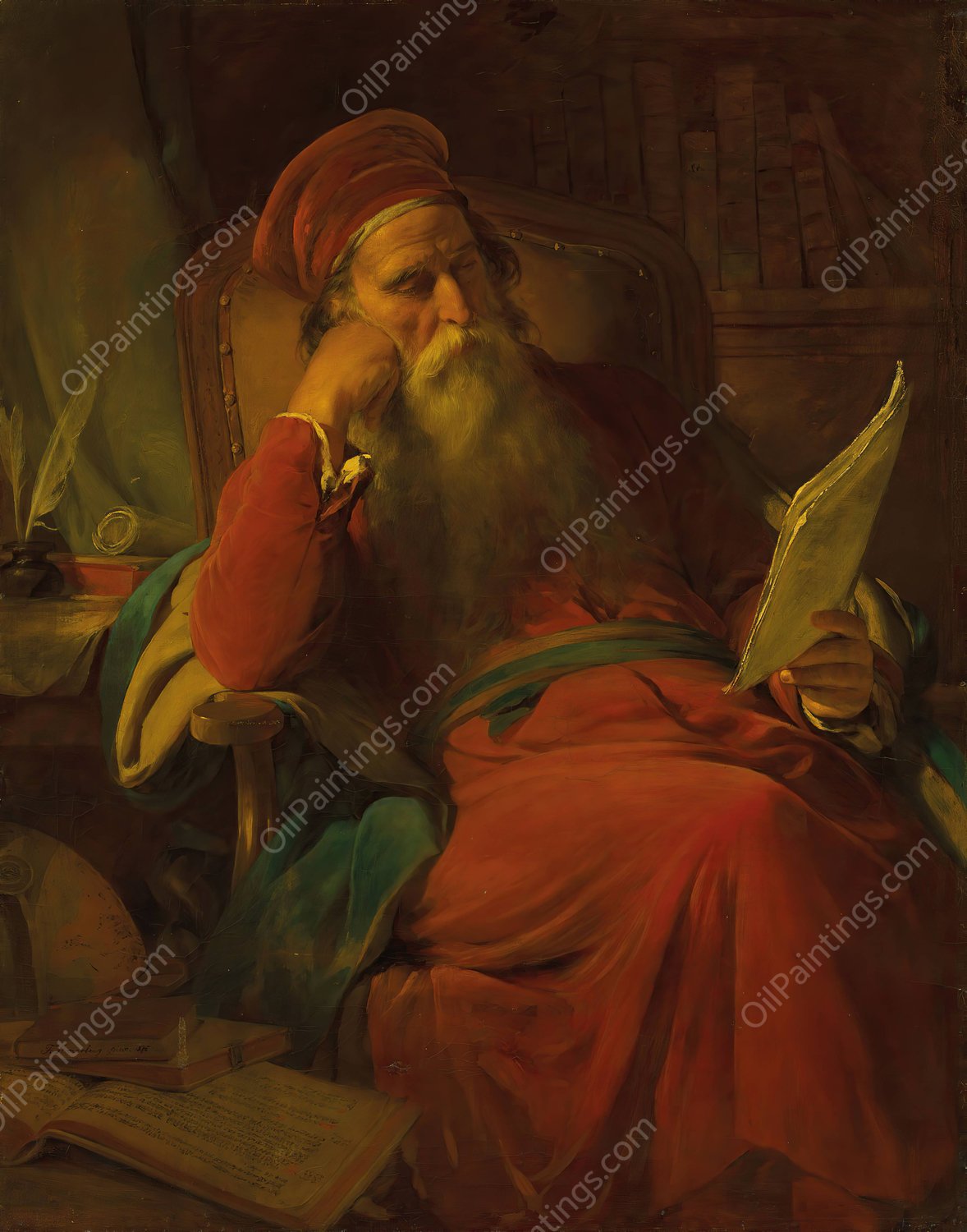 Scholar in his study  by Friedrich Von Amerling - Hand-Painted Oil Painting Reproduction