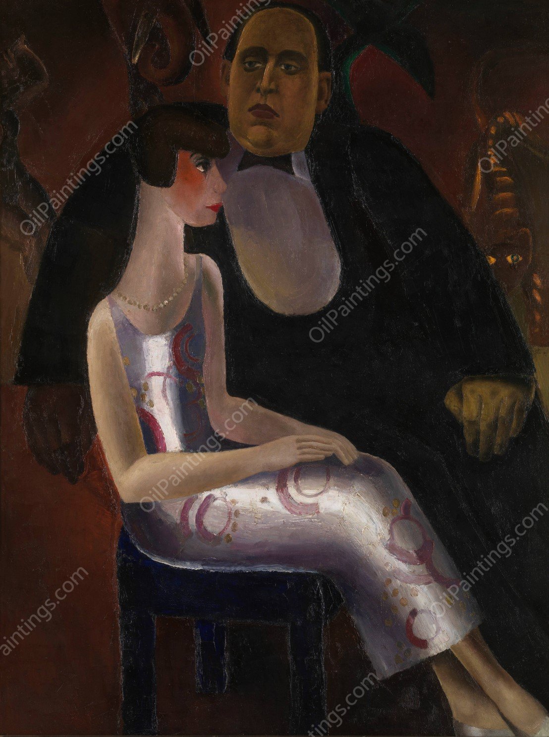 Paul-Gustave van Hecke and his Wife Norine De Schrijver  by Frits Van Den Berghe - Hand-Painted Oil Painting Reproduction
