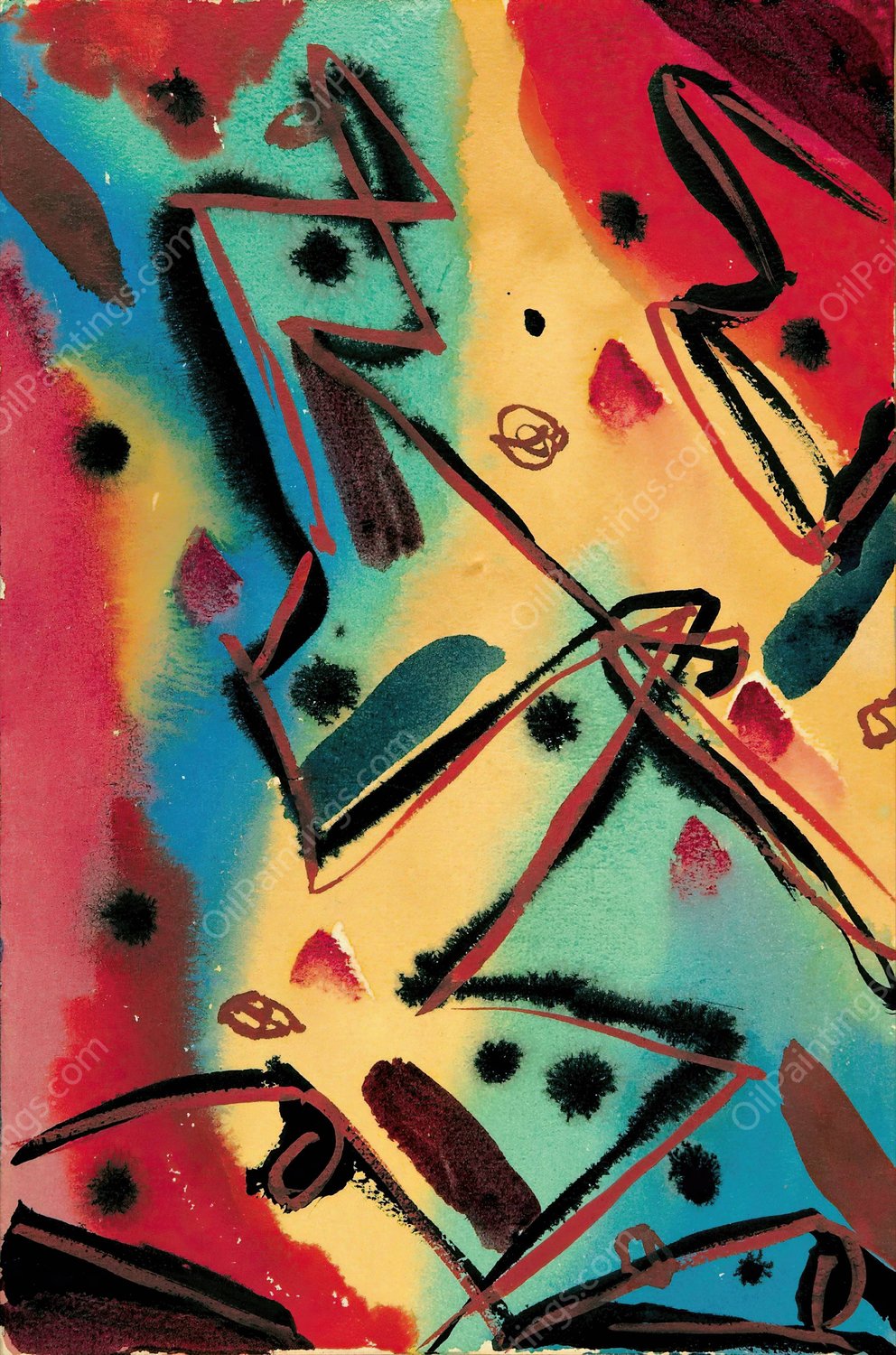 Abstrakte Komposition  by Fritz Stuckenberg - Hand-Painted Oil Painting Reproduction