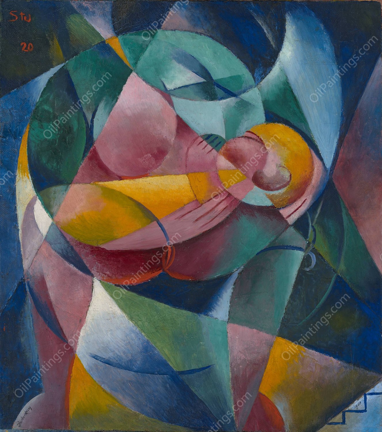 Mother and Child  by Fritz Stuckenberg - Hand-Painted Oil Painting Reproduction