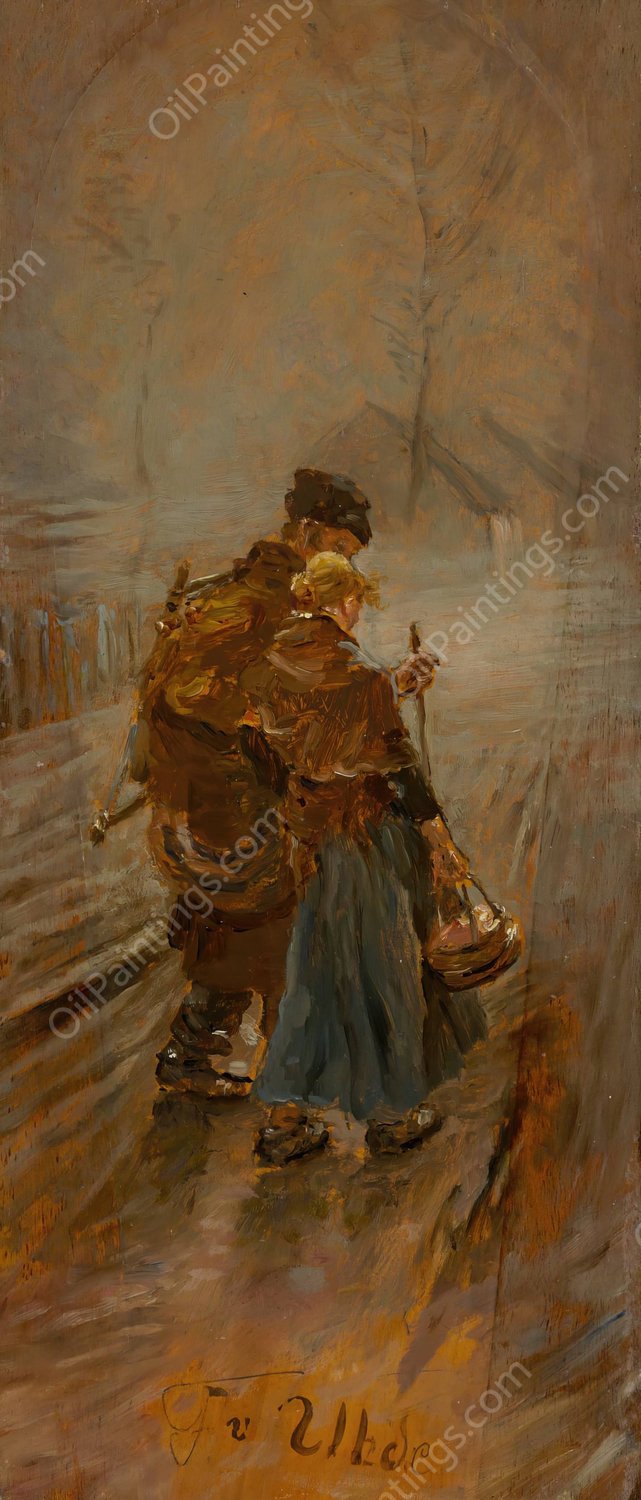 Schwerer Gang  by Fritz Von Uhde - Hand-Painted Oil Painting Reproduction