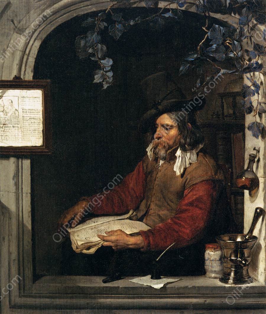The Apothecary The Chemist by Gabriel Metsu - Hand-Painted Oil Painting Reproduction