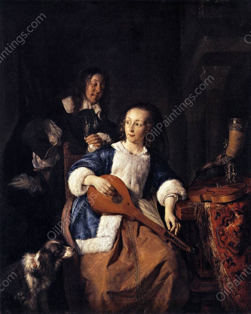 The Cittern Player by Gabriel Metsu - Hand-Painted Oil Painting Reproduction