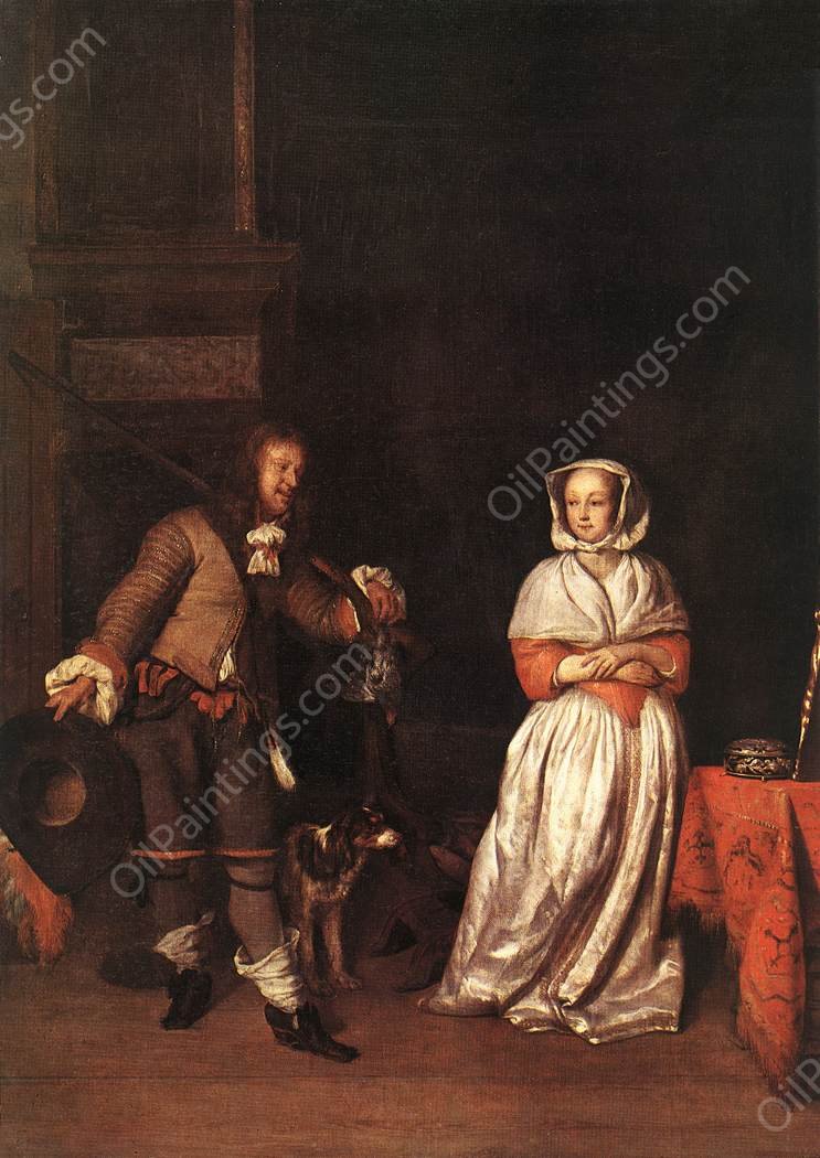 The Hunter and a Woman by Gabriel Metsu - Hand-Painted Oil Painting Reproduction