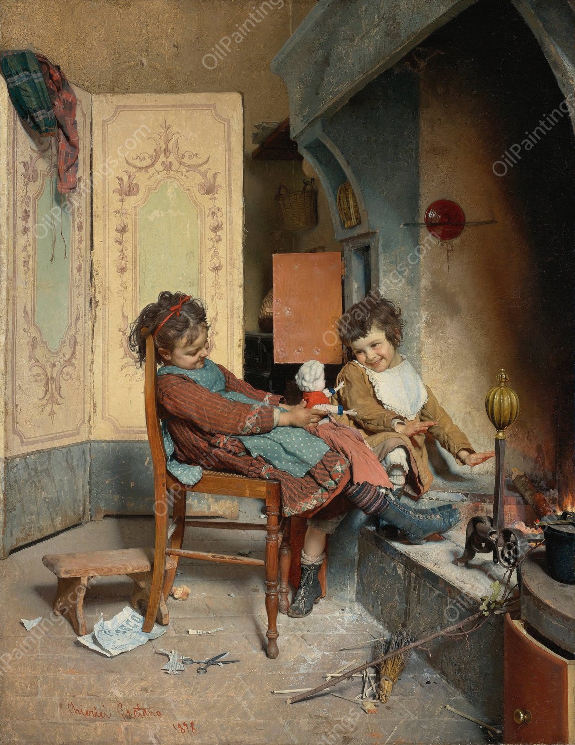 Joys Of Childhood  by Gaetano Chierici - Hand-Painted Oil Painting Reproduction