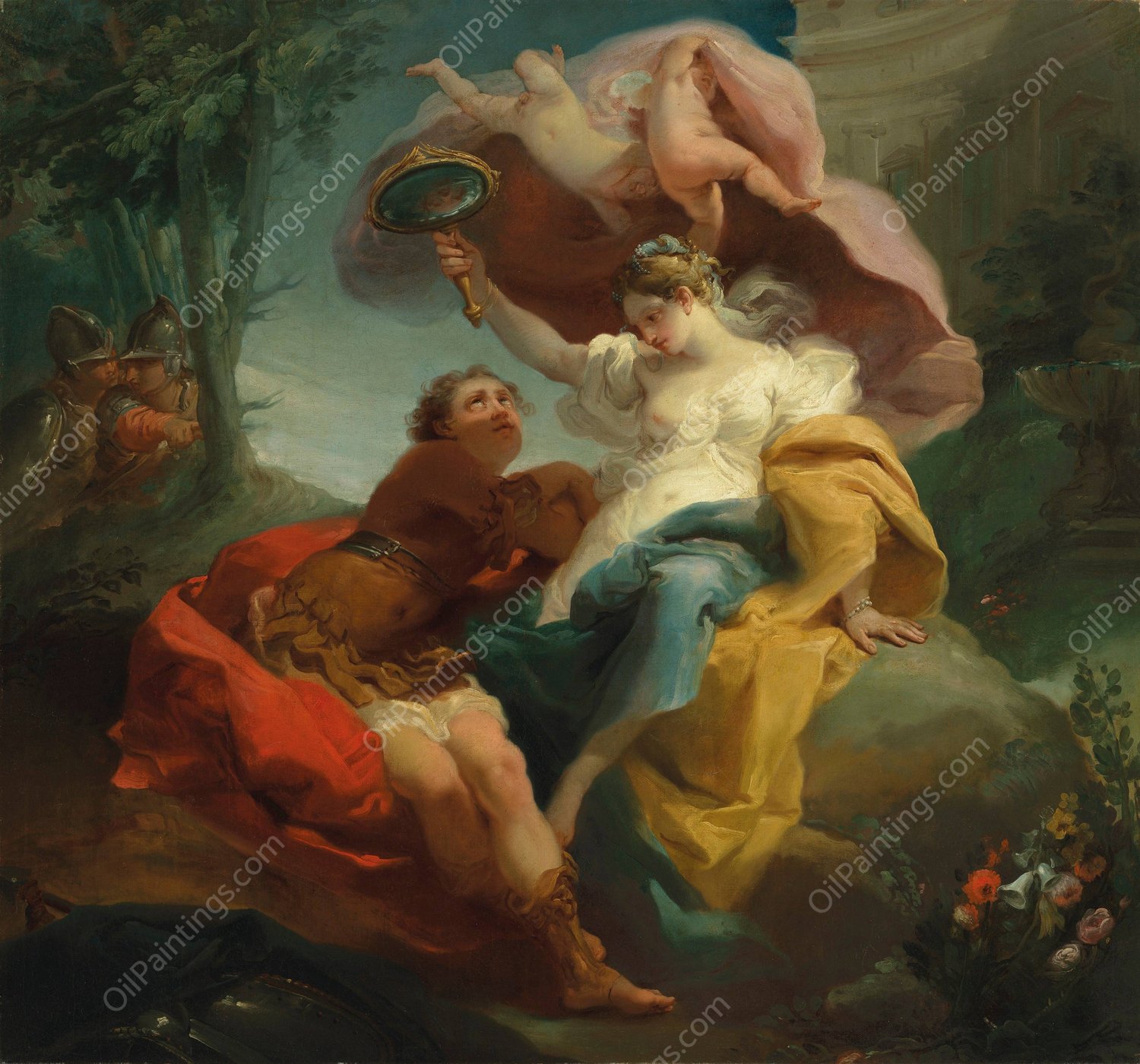 Rinaldo and Armida in the Garden of Delights by Gaetano Gandolfi - Hand-Painted Oil Painting Reproduction