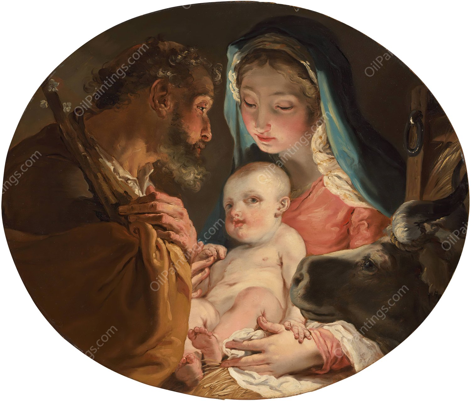 The Holy Family by Gaetano Gandolfi - Hand-Painted Oil Painting Reproduction