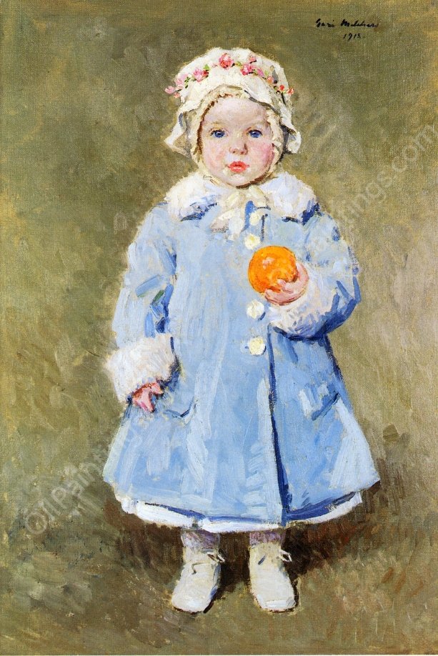 Child with an Orange by Gari Melchers - Hand-Painted Oil Painting Reproduction