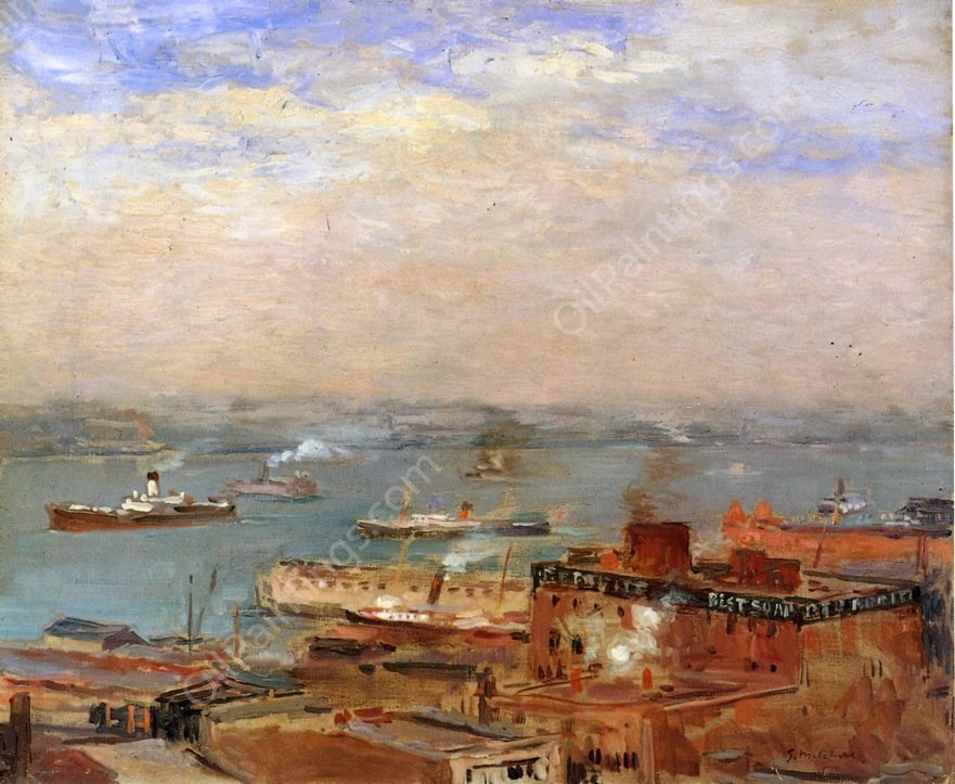 Early Morning, North River by Gari Melchers - Hand-Painted Oil Painting Reproduction