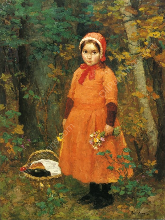 Little Red Riding Hood by Gari Melchers - Hand-Painted Oil Painting Reproduction