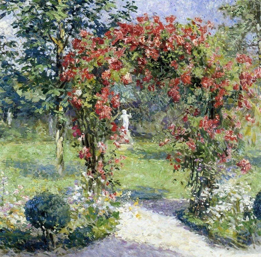 The Crimson Rambler by Gari Melchers - Hand-Painted Oil Painting Reproduction