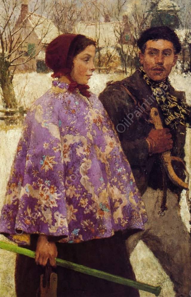 The Skaters by Gari Melchers - Hand-Painted Oil Painting Reproduction